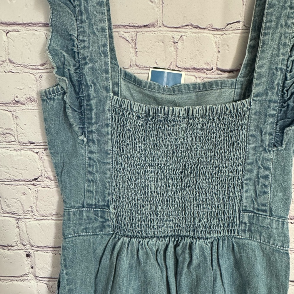 Denim Ruffle Strap Dress - Picture 8 of 8